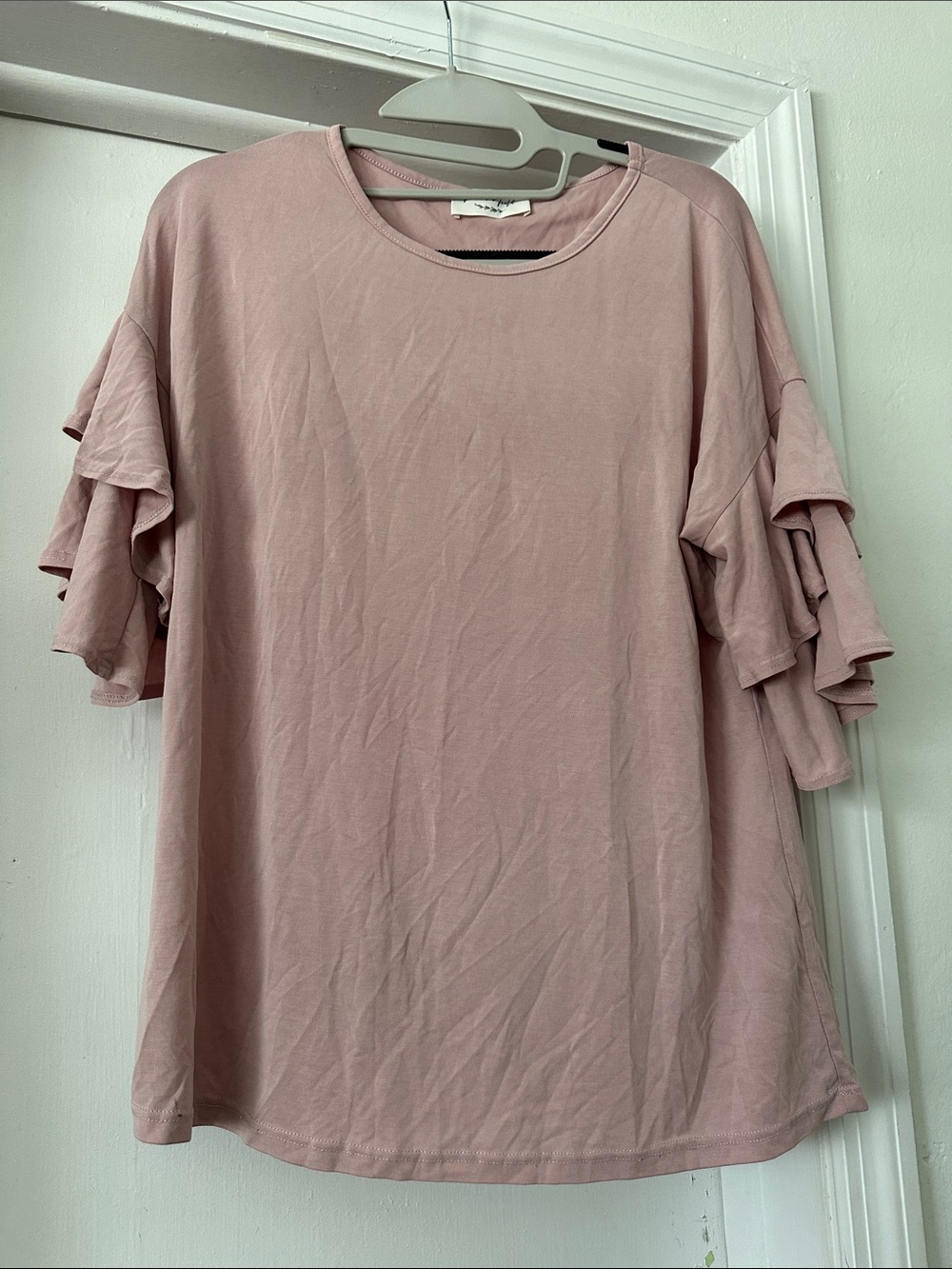 lavender field Dusty Blush Ruffle Sleeve Tee